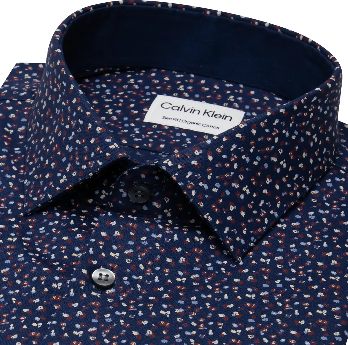 Calvin Klein PRINT CONTRAST SLIM Erkek Mavi Gömlek