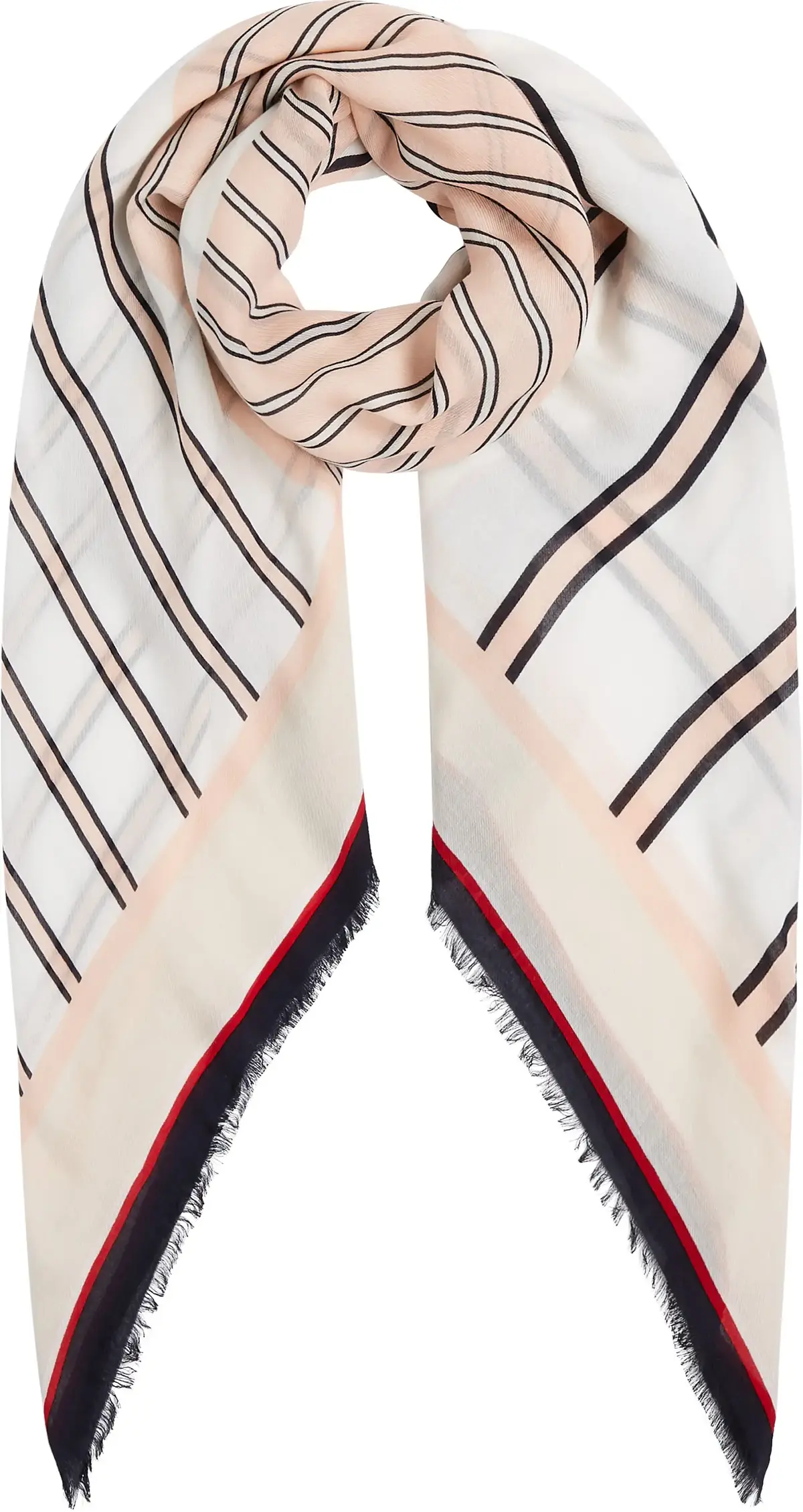 Tommy Hilfiger ICONIC SOFT SQUARE C Kadın Beyaz Atkı