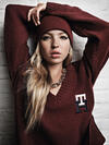 Tommy Hilfiger MONOGRAM WOOL SWEATE Kadın Bordo Kazak