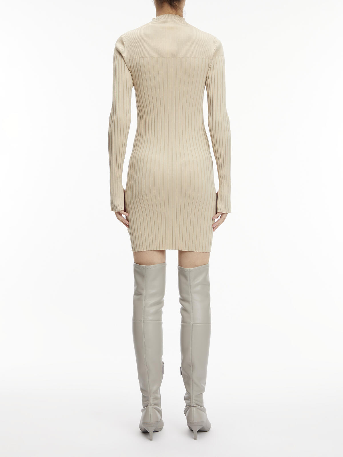 Calvin Klein ICONIC RIB MINI KNIT Kadın Krem Elbise