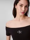 Calvin Klein MONOGRAM OFF SHOULDE Siyah Kadın Tişört