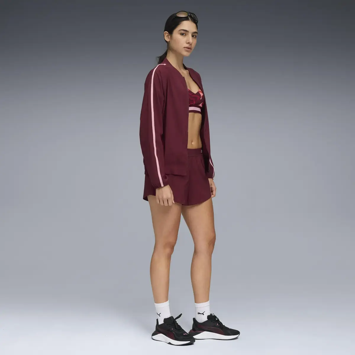 Puma W FLORAL RIBBON WOVEN FZ Kırmızı Kadın Fermuarlı Ceket