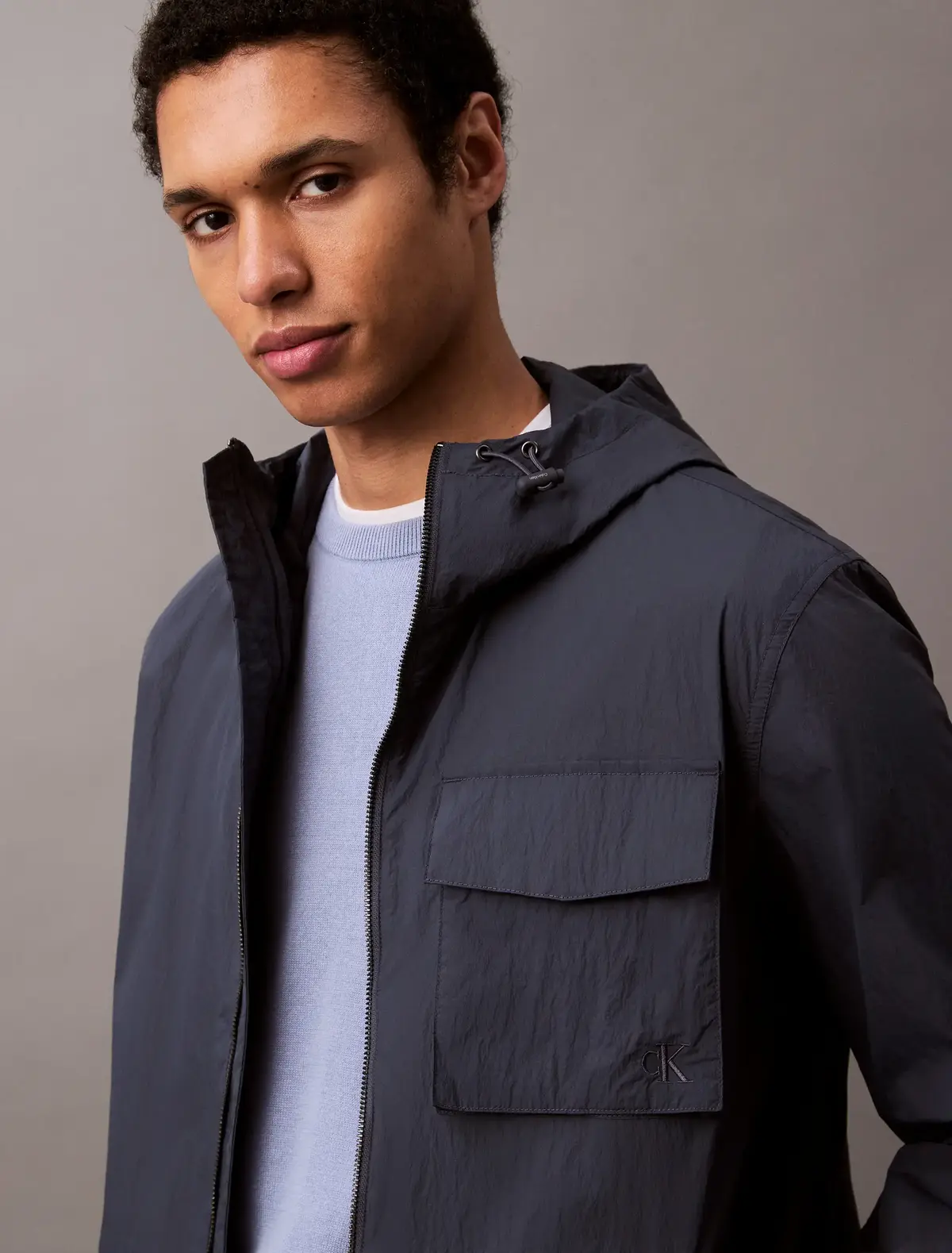 Calvin Klein AIR WEIGHT HOODED JA, 6WZ Gri Erkek Ceket