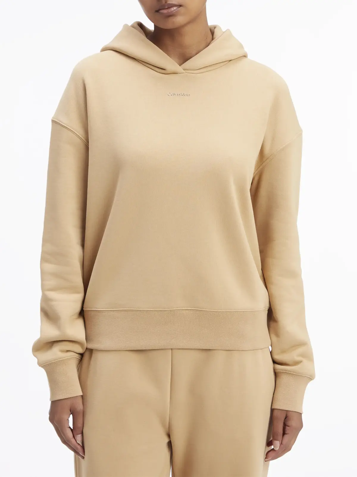 Calvin Klein NANO LOGO RELAXED HO Kadın Bej Sweatshirt