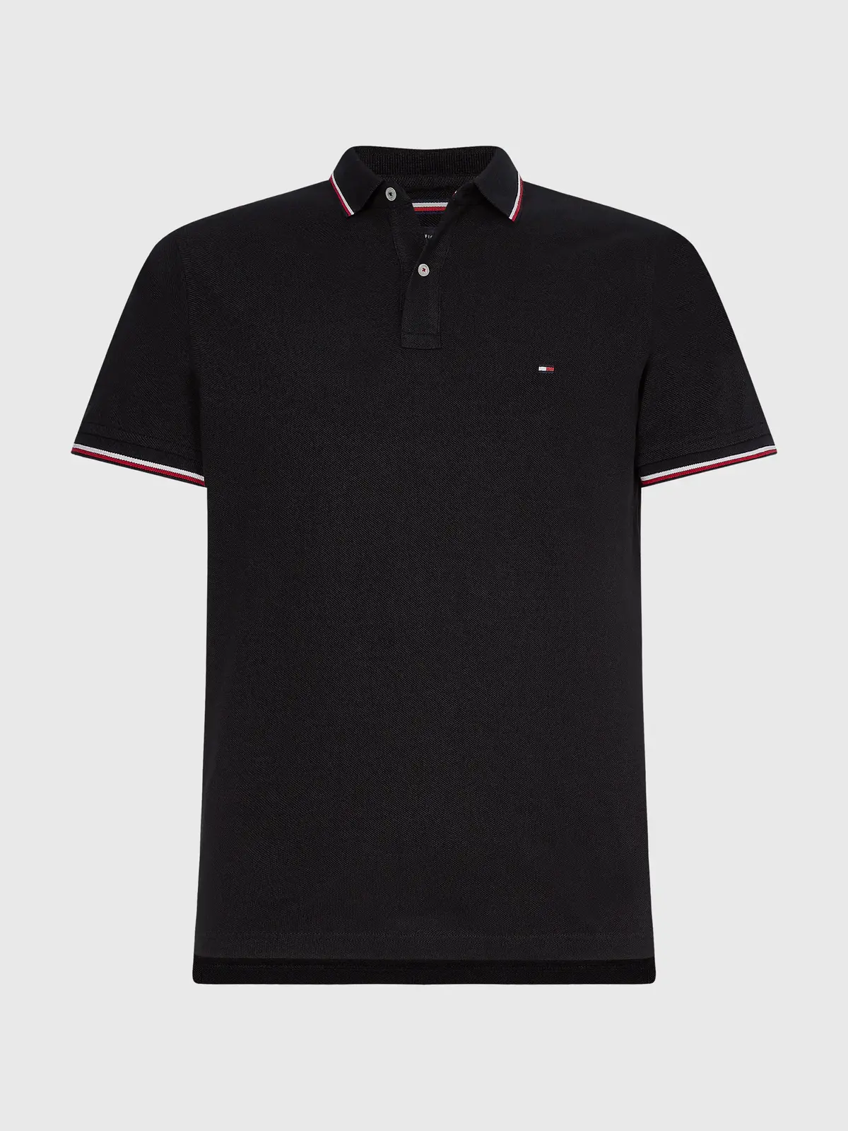 Tommy Hilfiger CORE TOMMY TIPPED SL Erkek Siyah Polo T-Shirt