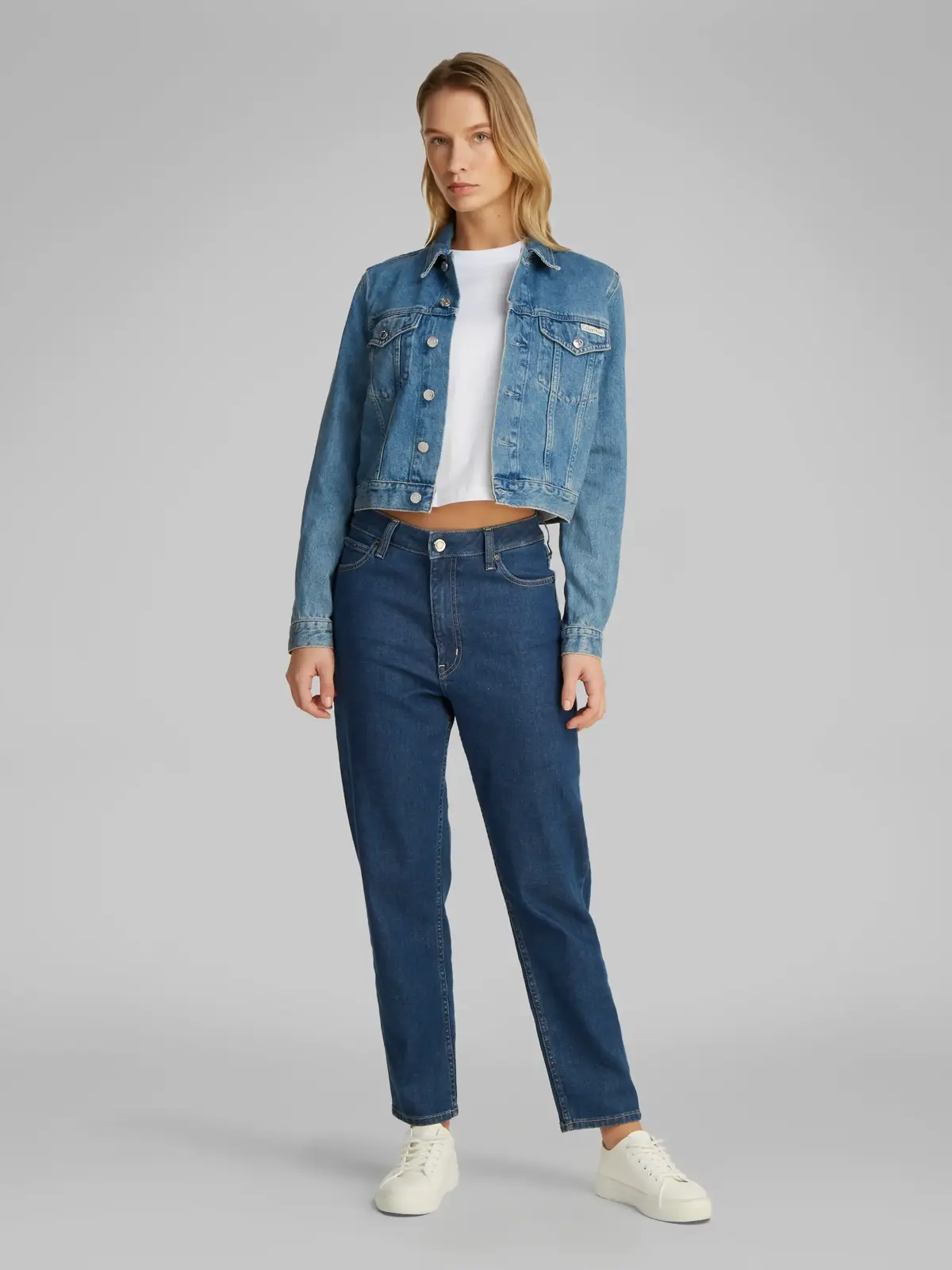 Calvin Klein CROPPED 90'S DENIM J, 1A4 Mavi Kadın Kot Ceket
