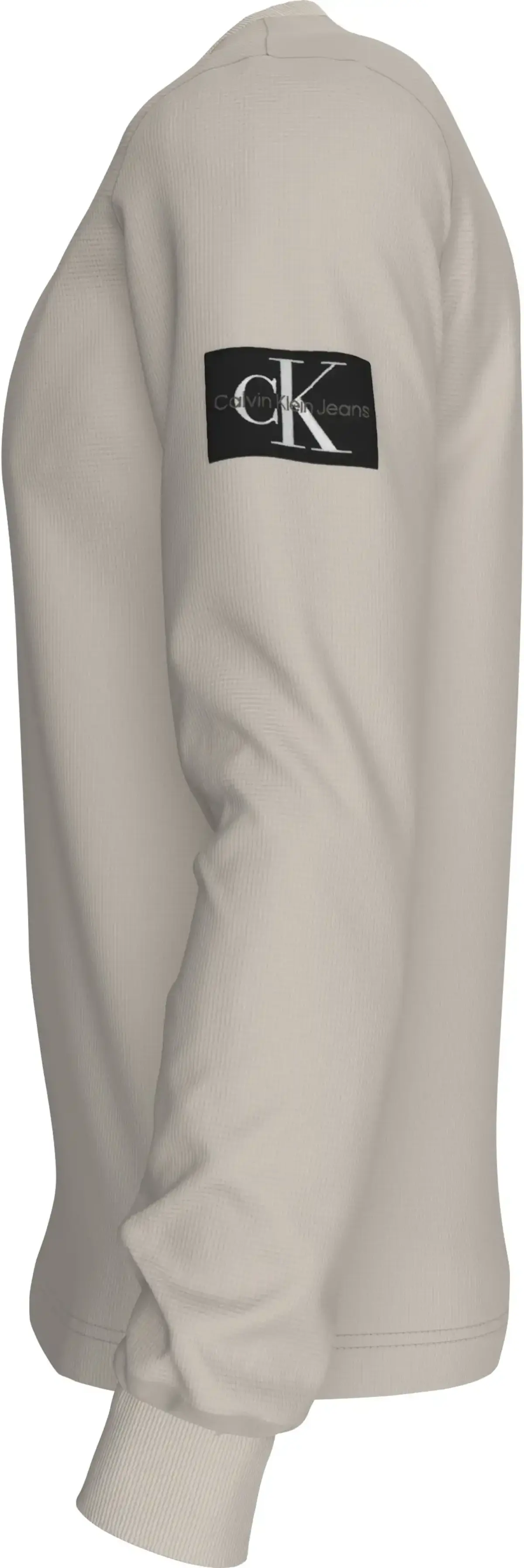 Calvin Klein BADGE WAFFLE LS TEE, PDH Krem Erkek T-Shirt & Polo