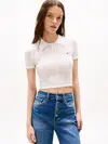 Tommy Hilfiger TJW POINTELLE POLO, YBL Beyaz Kadın Kazak