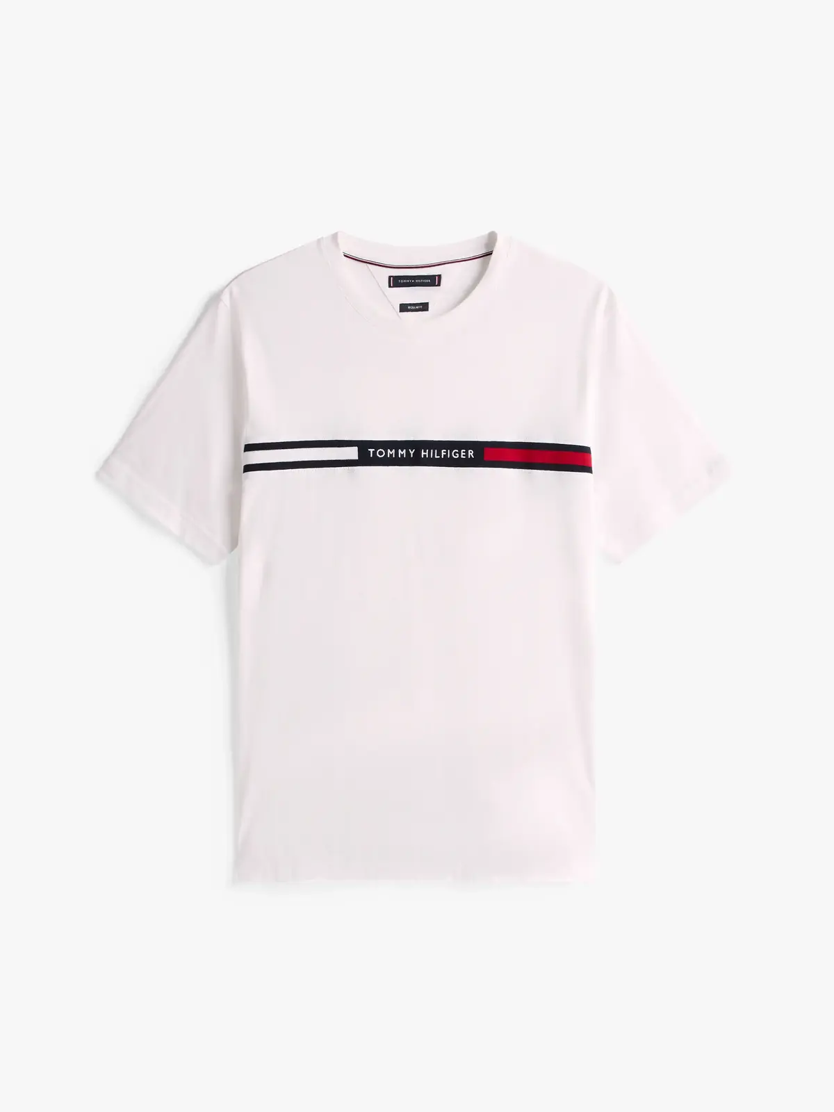Tommy Hilfiger HILFIGER CHEST INSER, YBR Beyaz Erkek T-Shirt & Polo