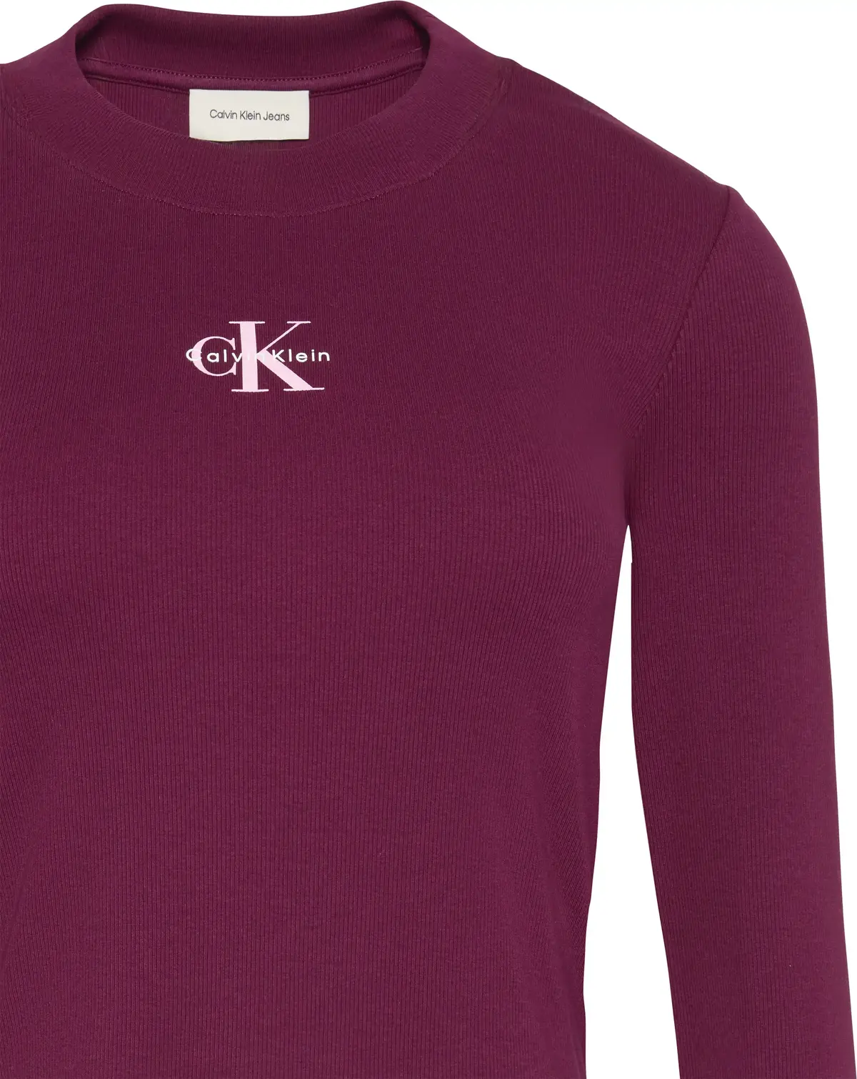 Calvin Klein LS MONOLOGO BABY TEE Kadın Bordo Uzun Kollu T-Shirt