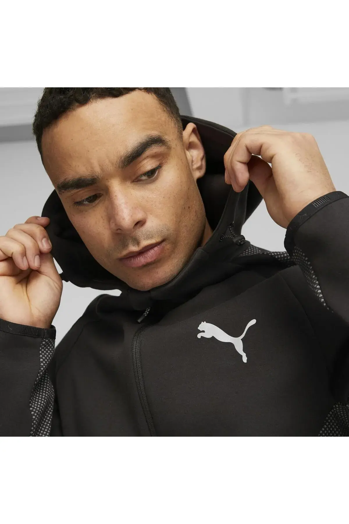 Puma EVOSTRIPE Full-Zip Hoodie DK Siyah Erkek Fermuarlı Hoodie