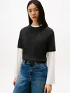 Tommy Hilfiger MODERN INTERLOCK BOX, P4E Siyah Kadın T-Shirt