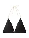 Calvin Klein TRIANGLE Siyah Boyundan Bağlamalı Logolu Bikini Üstü