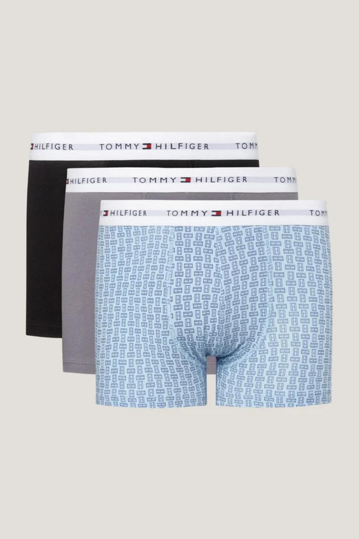 Tommy Hilfiger 3P TRUNK PRINT, 0UI Mavi 3'lü Erkek Boxer