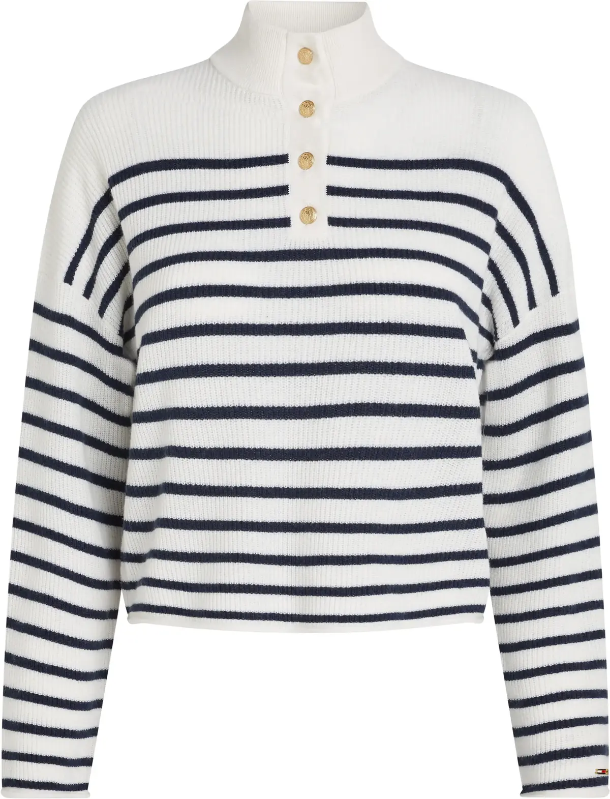 Tommy Hilfiger GOLD BUTTON POLO LS, 0FF Beyaz Kadın Kazak