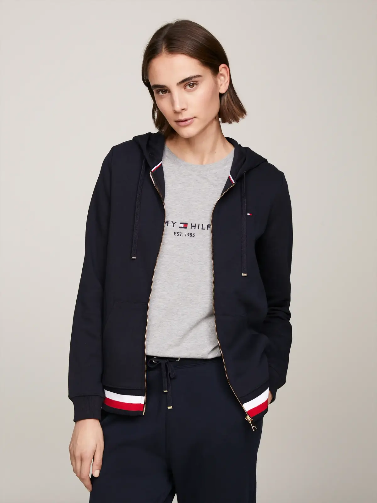 Tommy Hilfiger HERITAGE ZIP-THROUGH Kadın Siyah Hoodie
