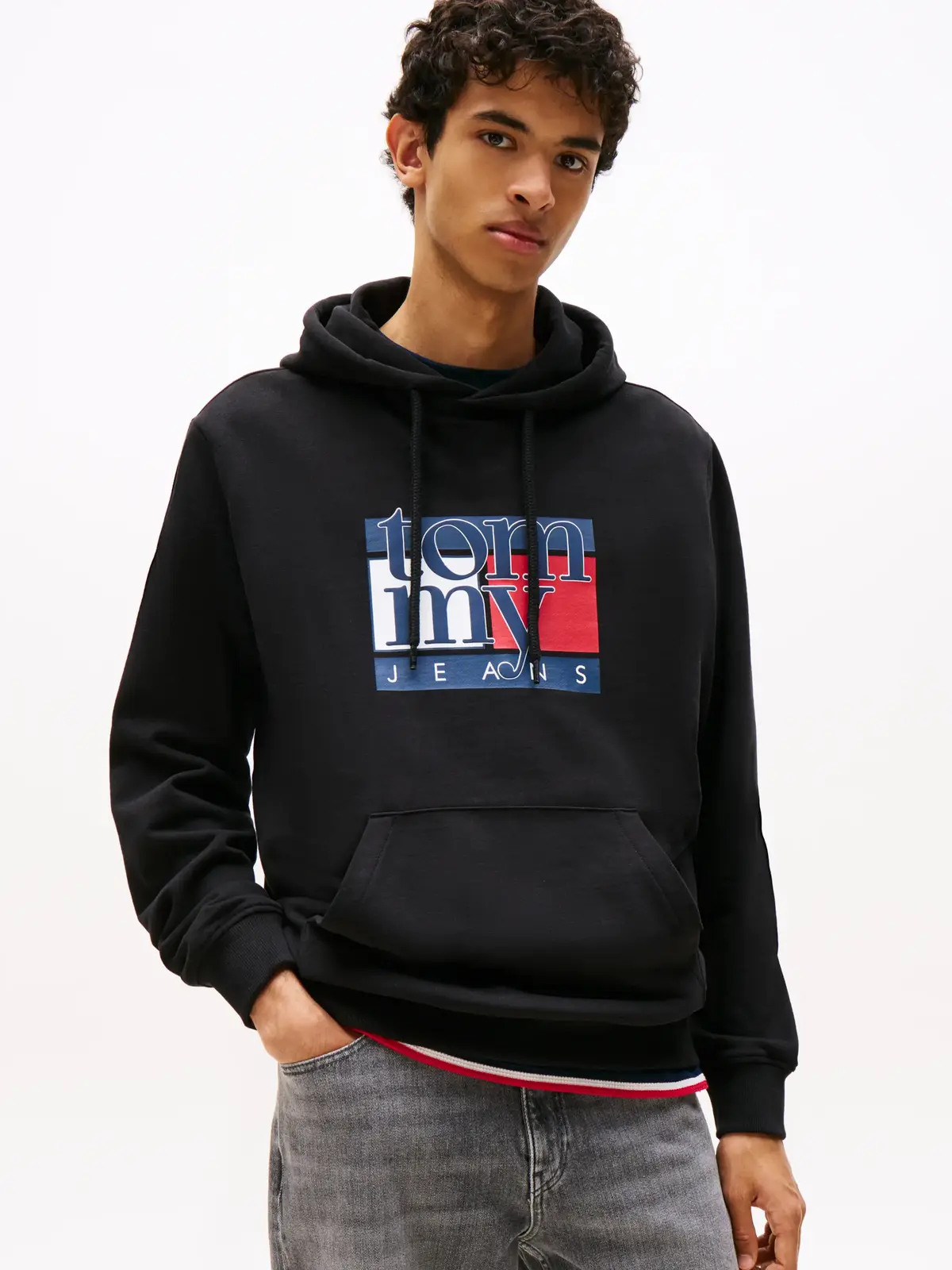 Tommy Hilfiger TJM REG RWB FLAG HOODIE Siyah Erkek Hoodie