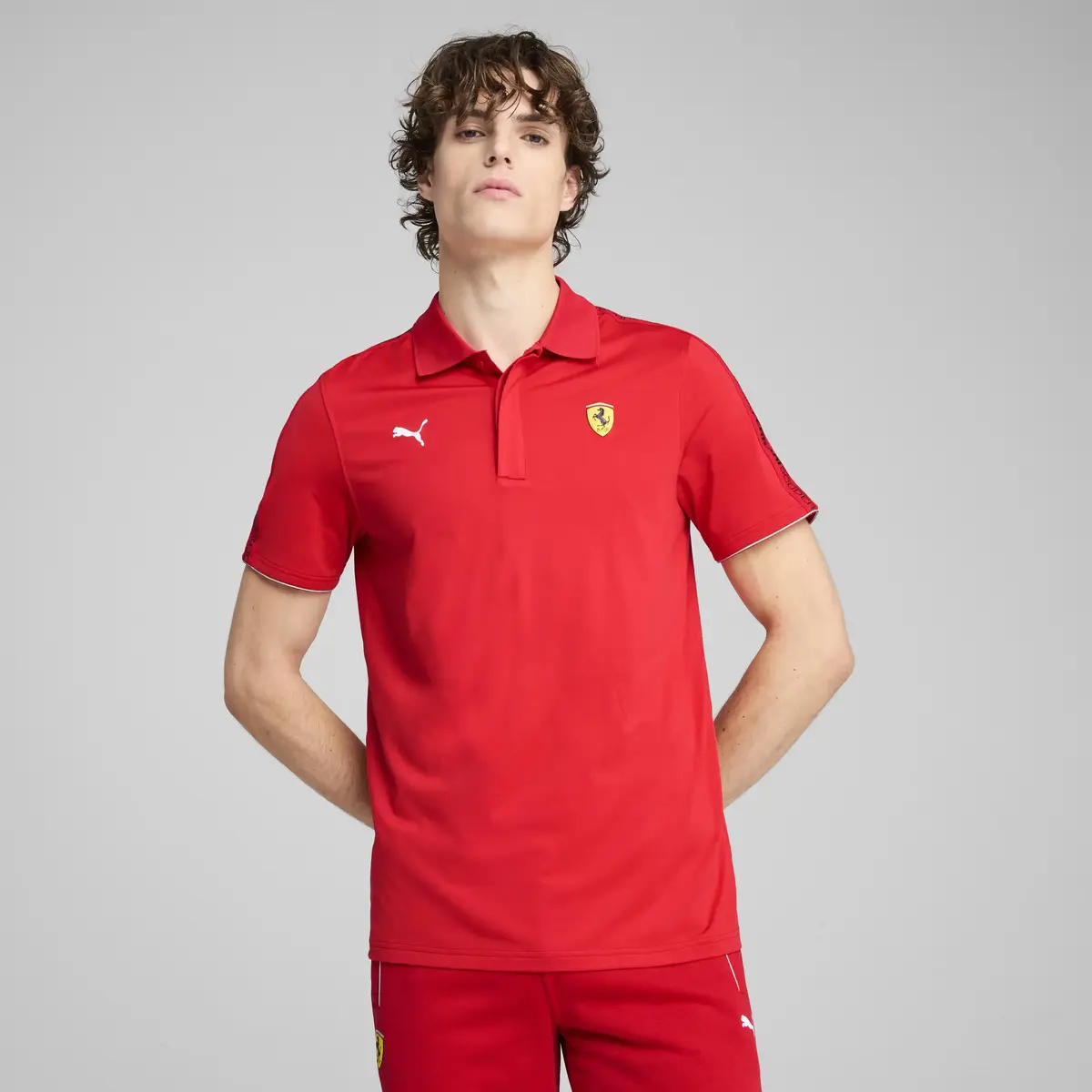 PUMA Ferrari Race Cloudspun Polo Kırmızı Erkek Polo T-Shirt