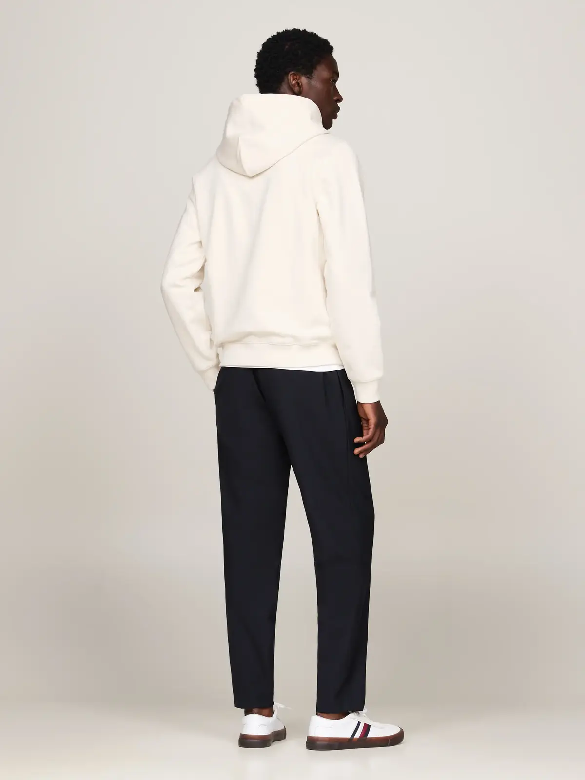 Tommy Hilfiger VERTICAL FLAG HOODY Erkek Krem  Sweatshirt