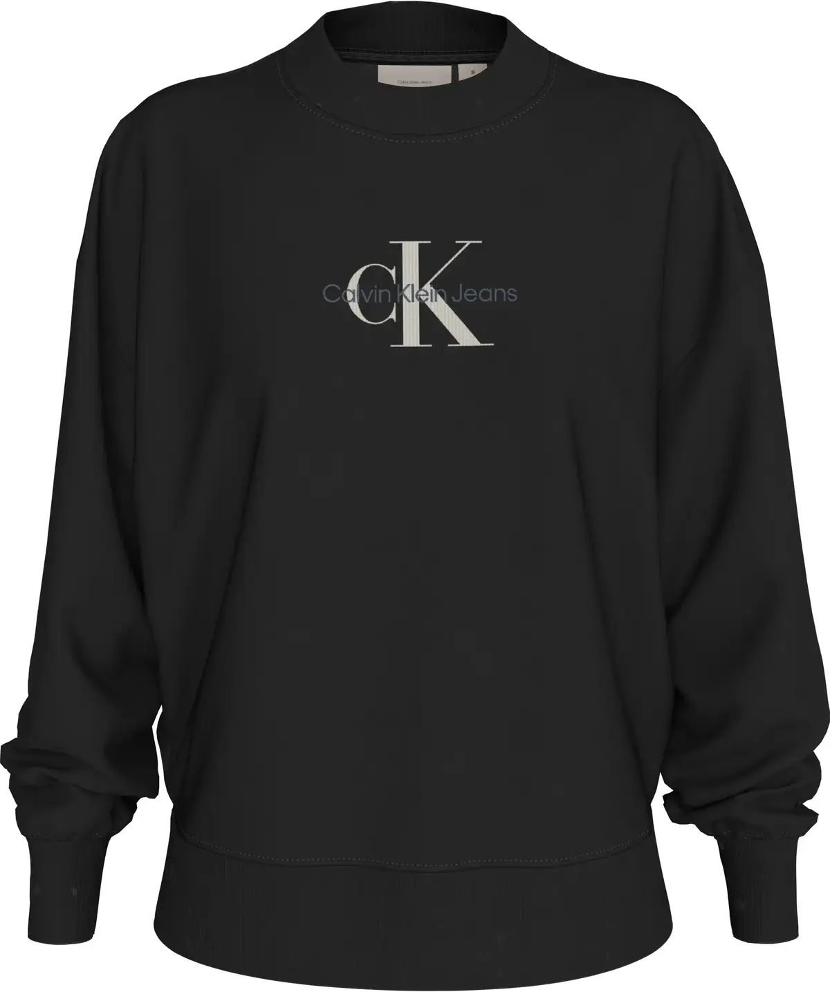Calvin Klein TEXTURED MONOLOGO CR Kadın Siyah Sweatshirt