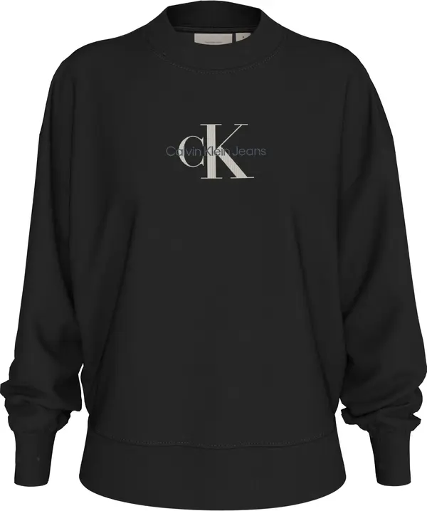 Calvin Klein TEXTURED MONOLOGO CR Kadın Siyah Sweatshirt