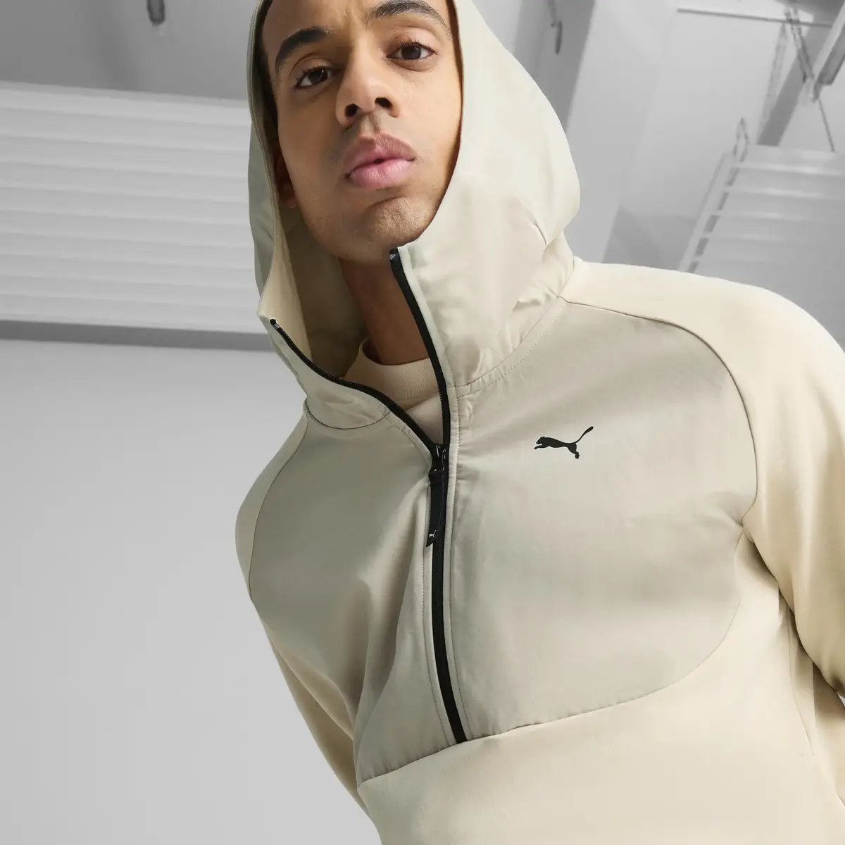 PUMATECH Half-Zip Hoodie Bej Erkek Hoodie