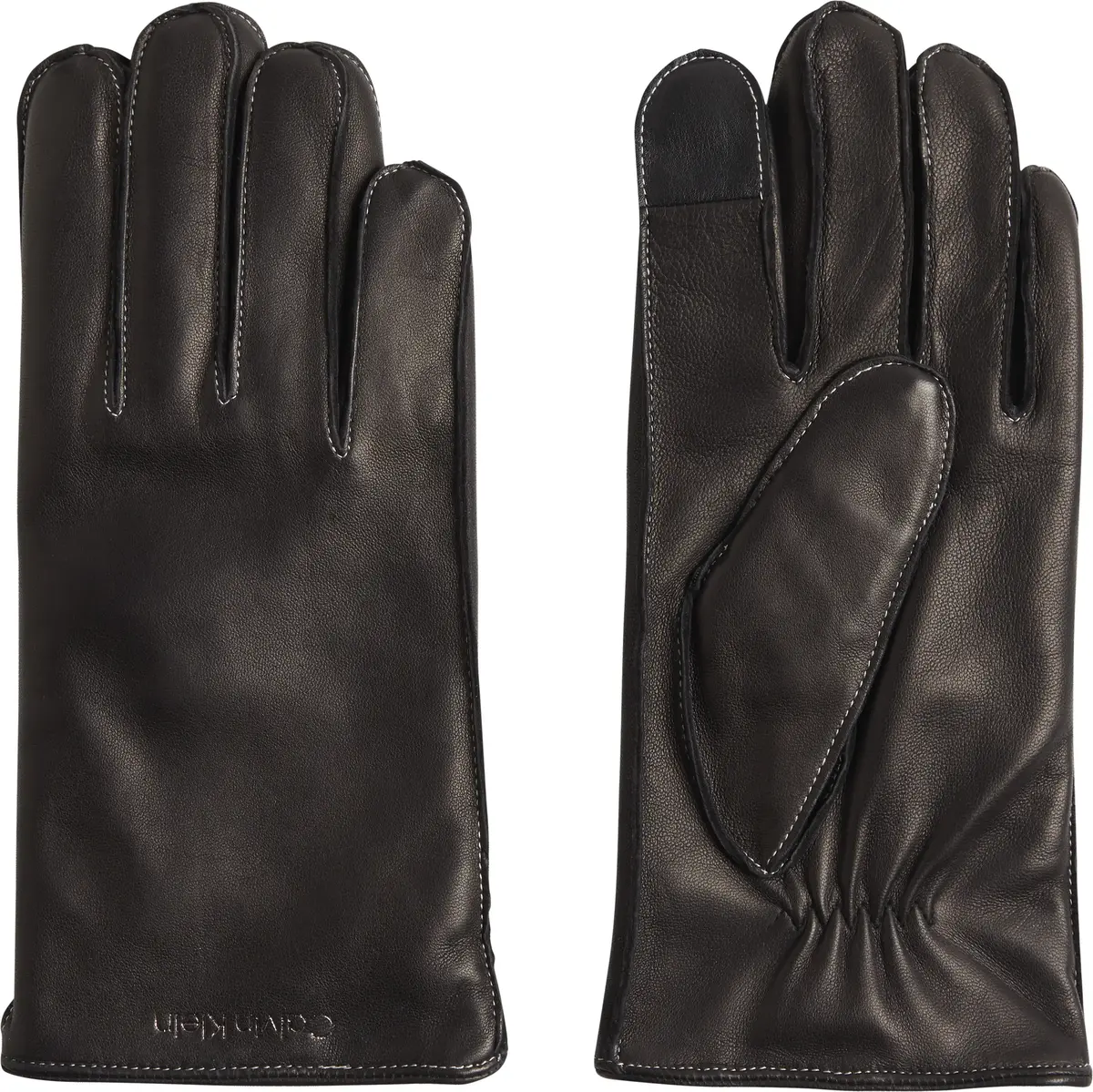 Calvin Klein STITCHED LEATHER GLO Erkek Siyah Eldiven