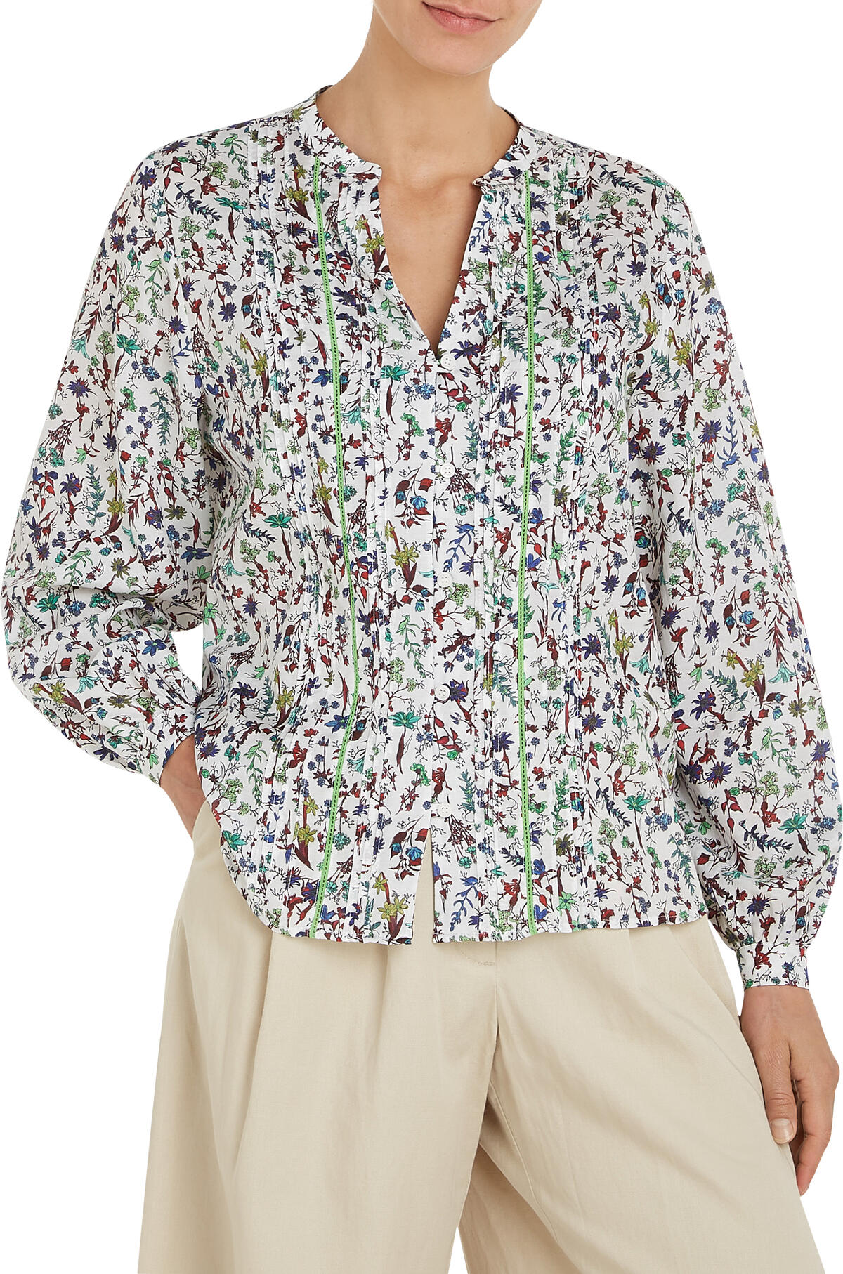 Tommy Hilfiger CO VOILE FLORAL V-NK Kadın Beyaz Gömlek