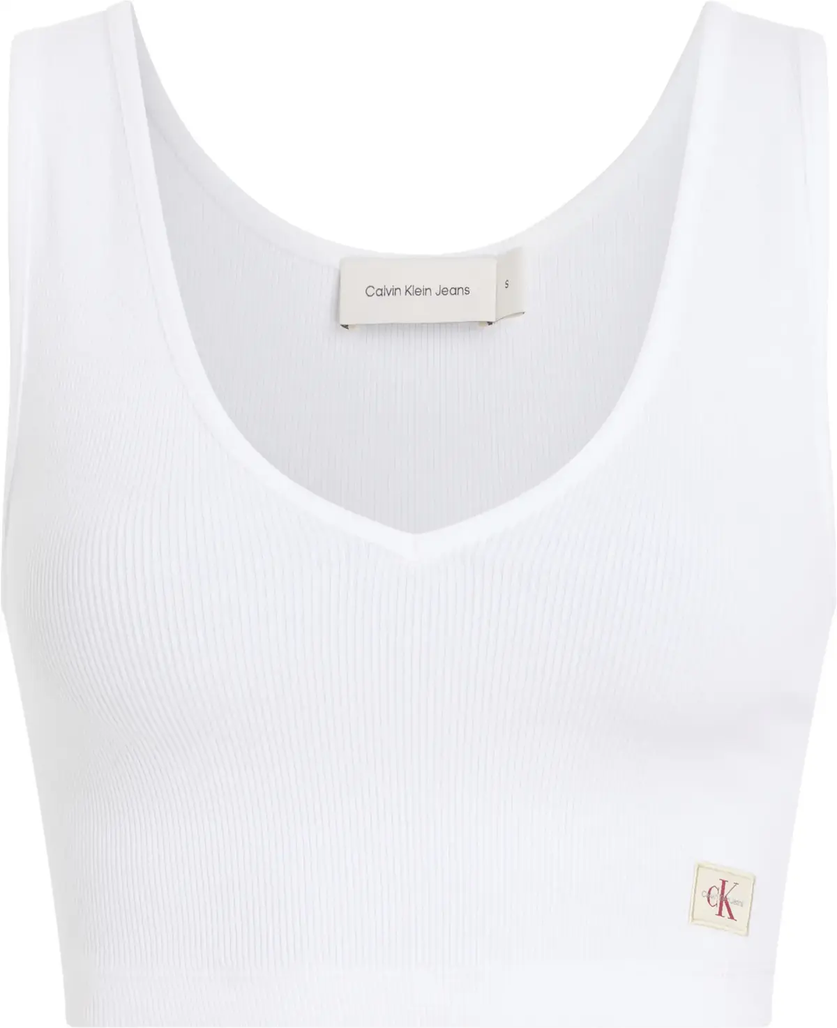 Calvin Klein WOVEN LABEL RIB BRAL, YAA Beyaz Kadın T-Shirt & Polo