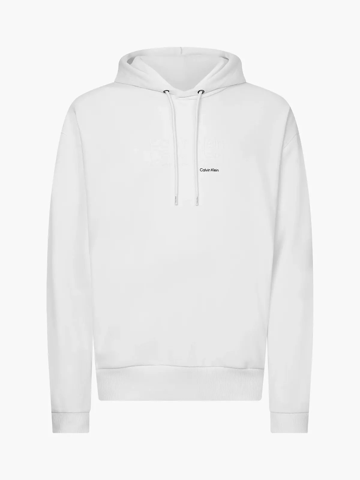 Calvin Klein TRIPLE LOGO FLOCK CO Erkek Beyaz Hoodie
