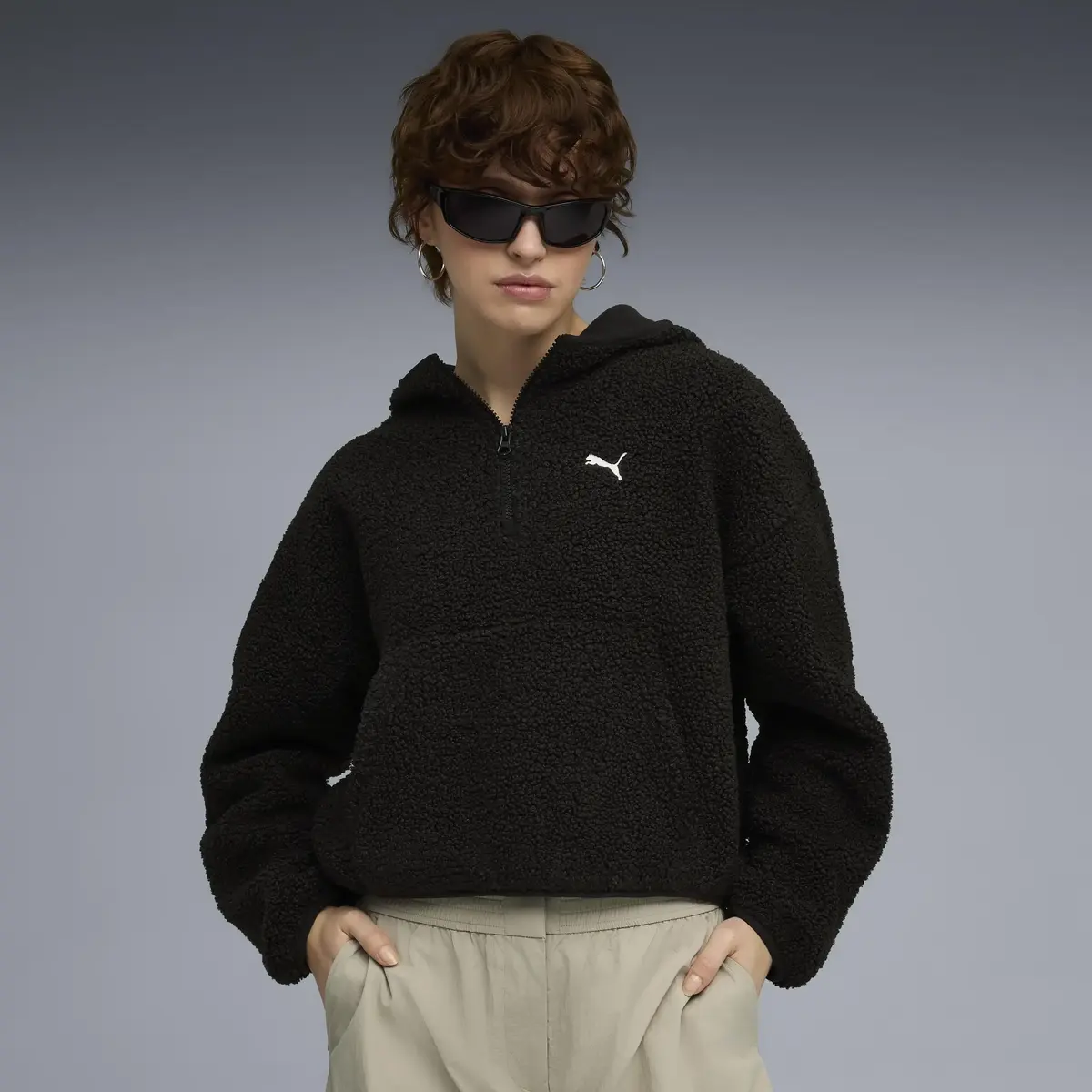 Puma WARDROBE ESS Polar FL Hoodie Siyah Kadın Hoodie