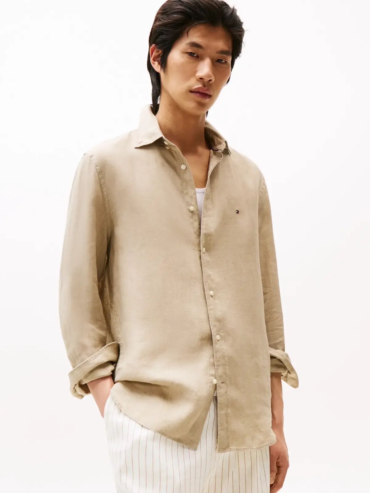 Tommy Hilfiger PIGMENT DYED LI SOLI, RBT Bej Erkek Gömlek