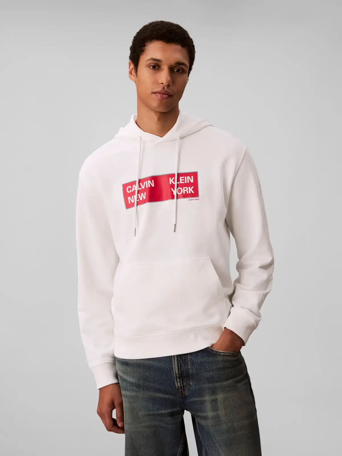 Calvin Klein LS EU 350TERRY CKNY, YAF Beyaz Erkek Hoodie
