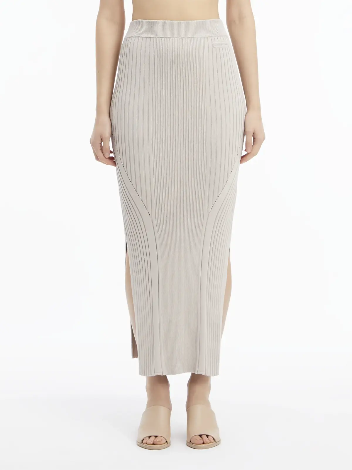 Calvin Klein ICONIC RIB MAXI SKIR Kadın Krem Etek