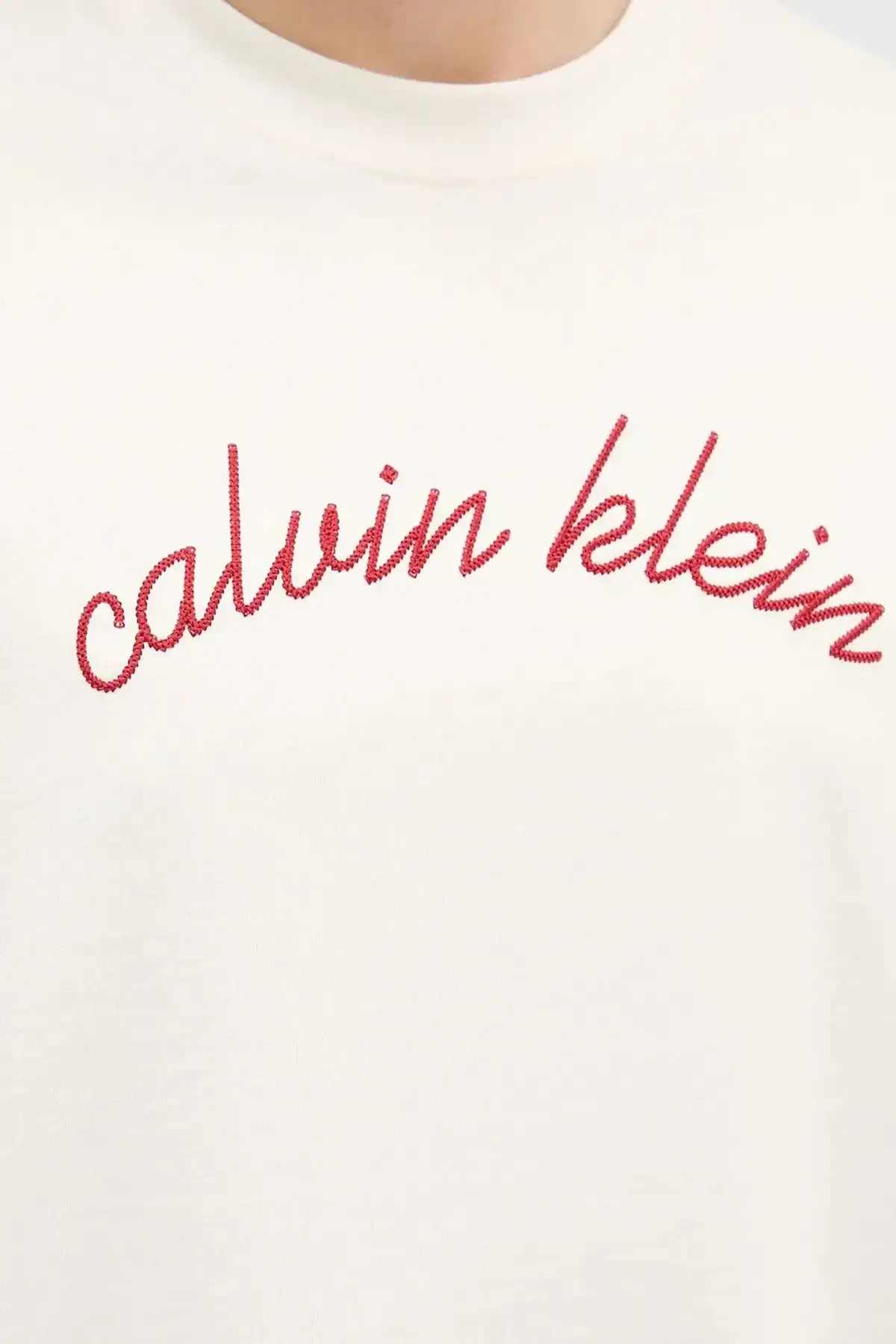 Calvin Klein SS CENTER CHAIN STITCH 16S RLXD Bej Erkek Tişört Calvin Klein SS CENTER CHAIN STITCH 16S RLXD Bej Erkek Tişört