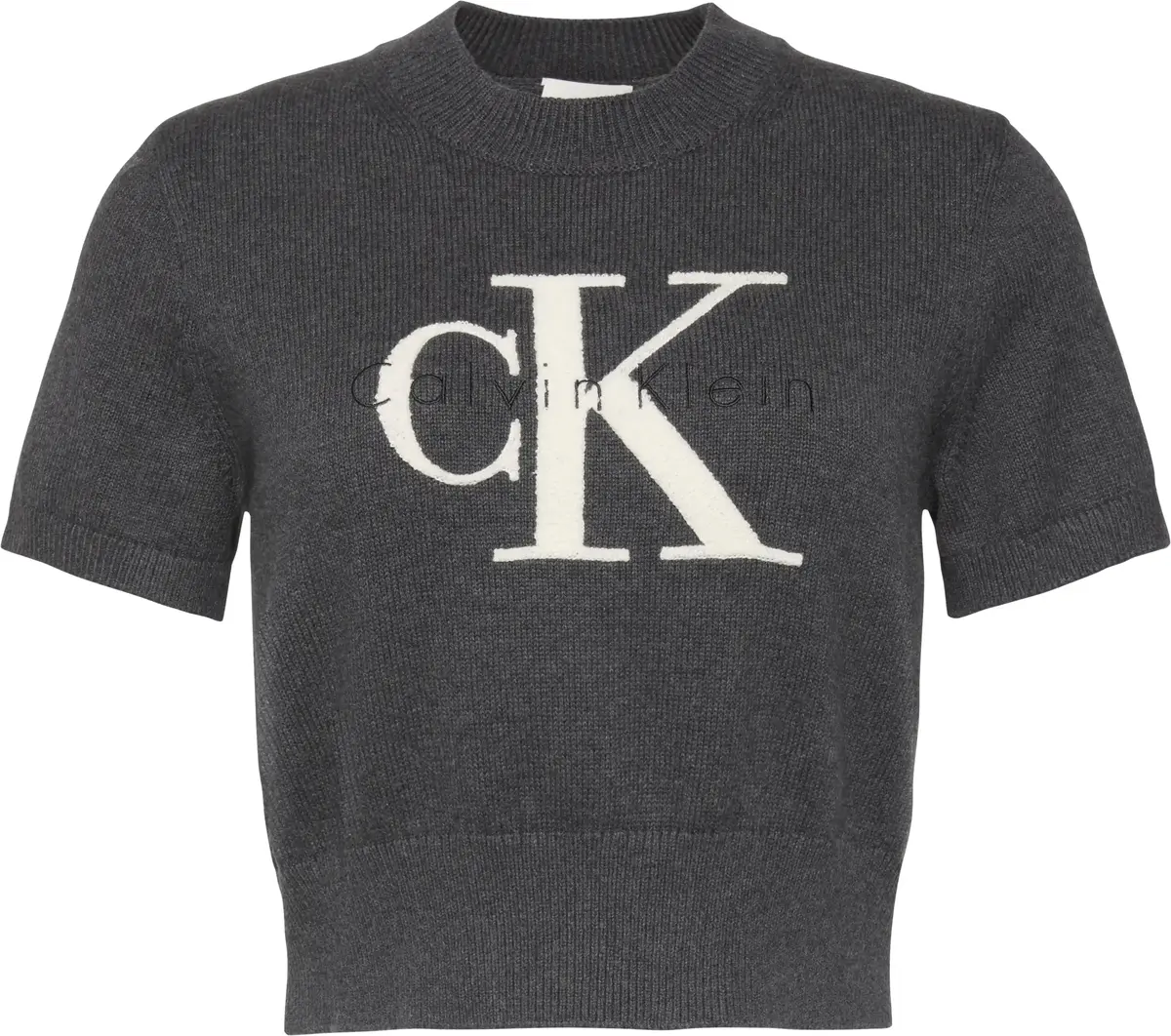 Calvin Klein CHUNKY COTTON GRAPHIC VEST Kadın Gri T-Shirt
