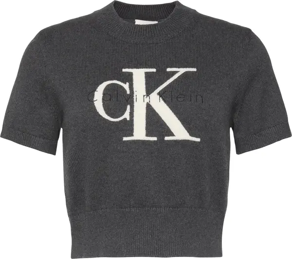 Calvin Klein CHUNKY COTTON GRAPHIC VEST Kadın Gri T-Shirt
