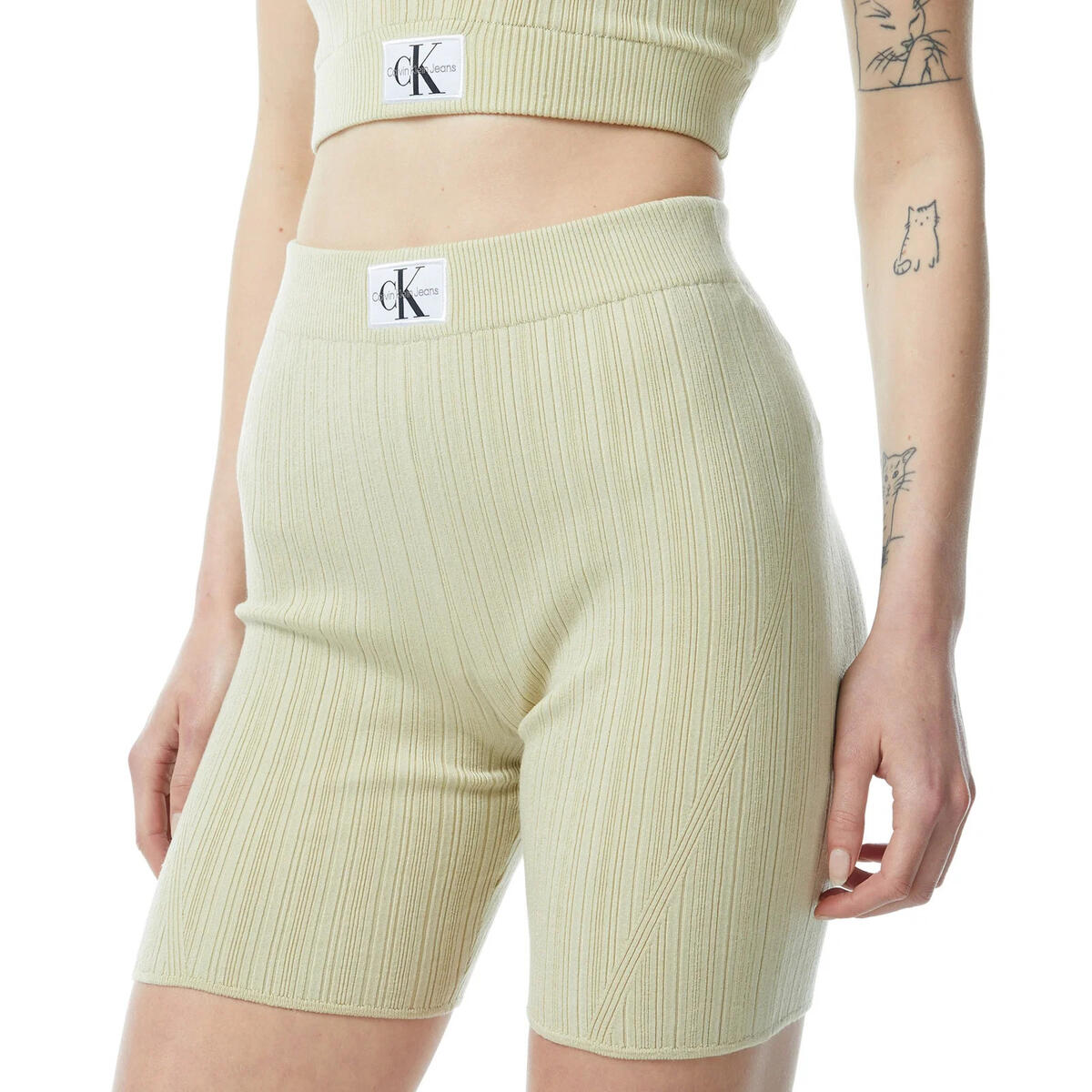 Calvin Klein WOVEN LABEL SWEATER, LFU Yeşil Kadın Şort