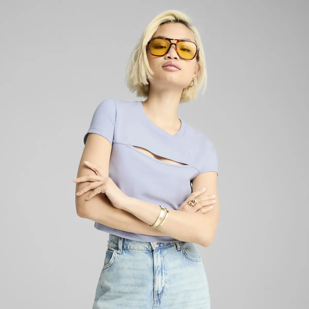 PUMA WARDROBE ESS Baby Tee Mavi Kadın Crop
