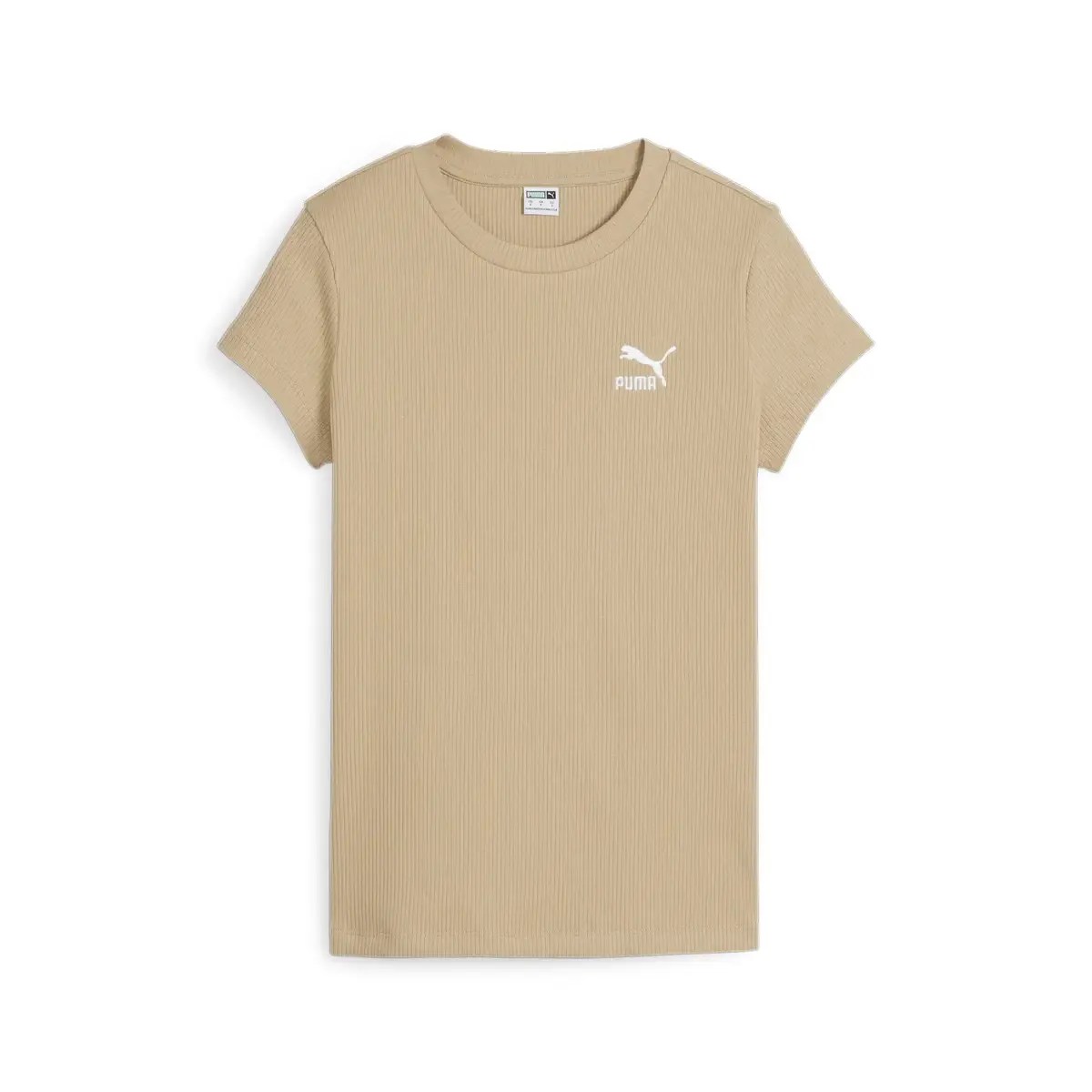 Puma CLASSICS Ribbed Slim Tee Açık Kahve Kadın T-Shirt