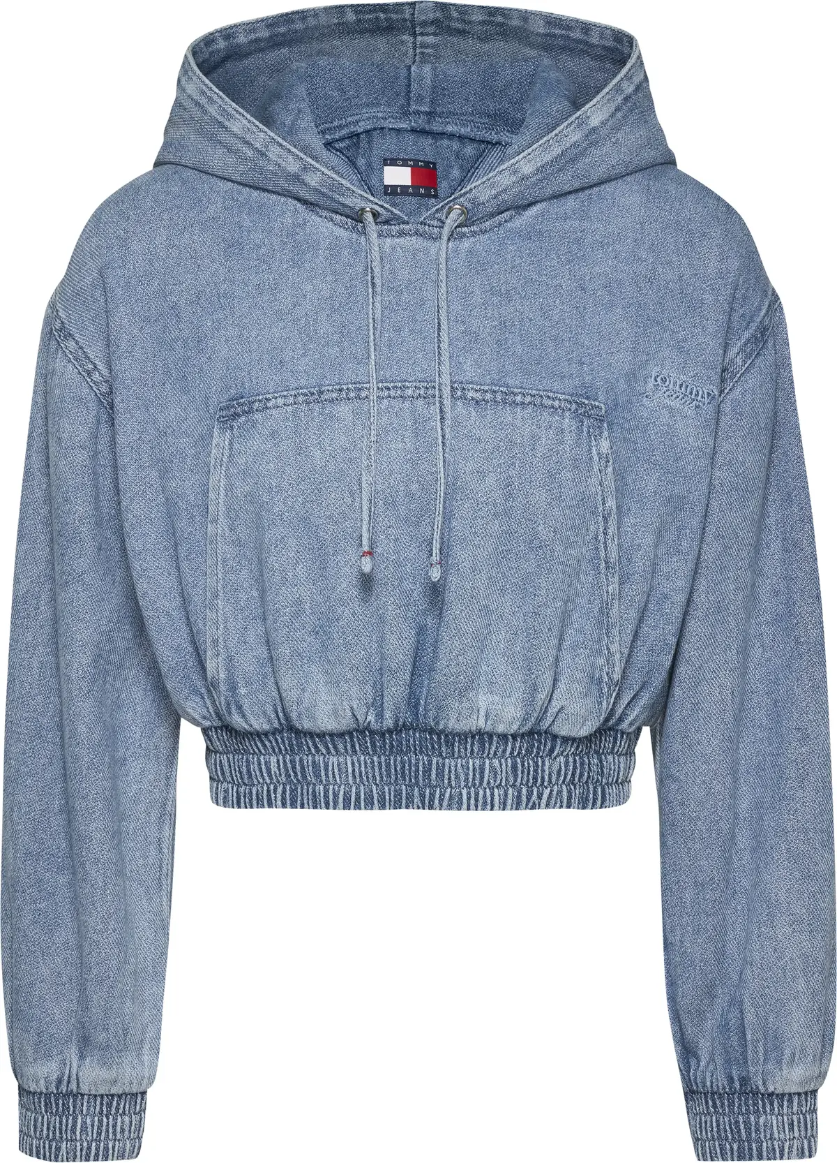 Tommy Hilfiger TJW DENIM CROPPED HO, 1A4 Mavi Kadın Sweatshirt
