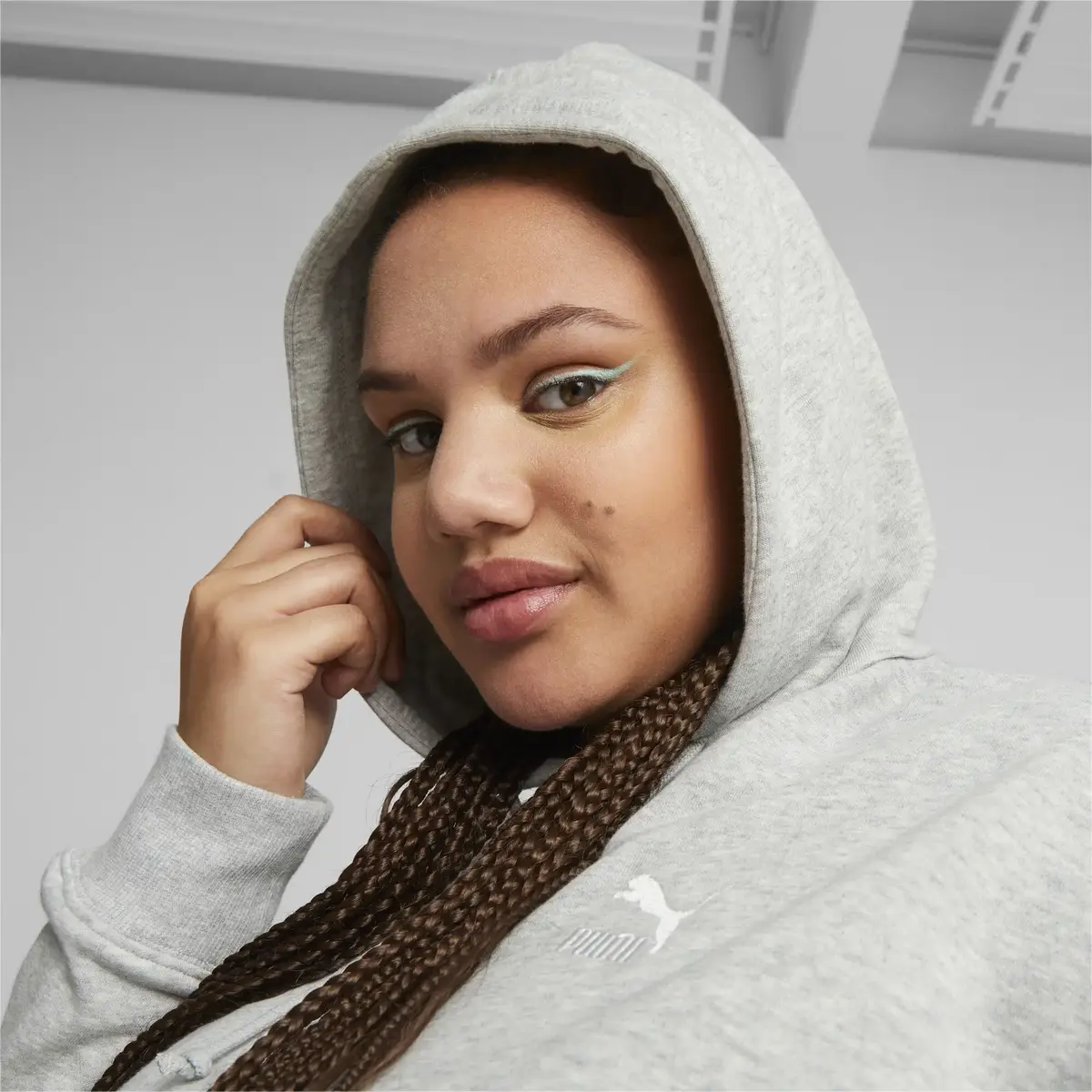 Puma CLASSICS Cropped Hoodie Gri Kadın Sweatshirt