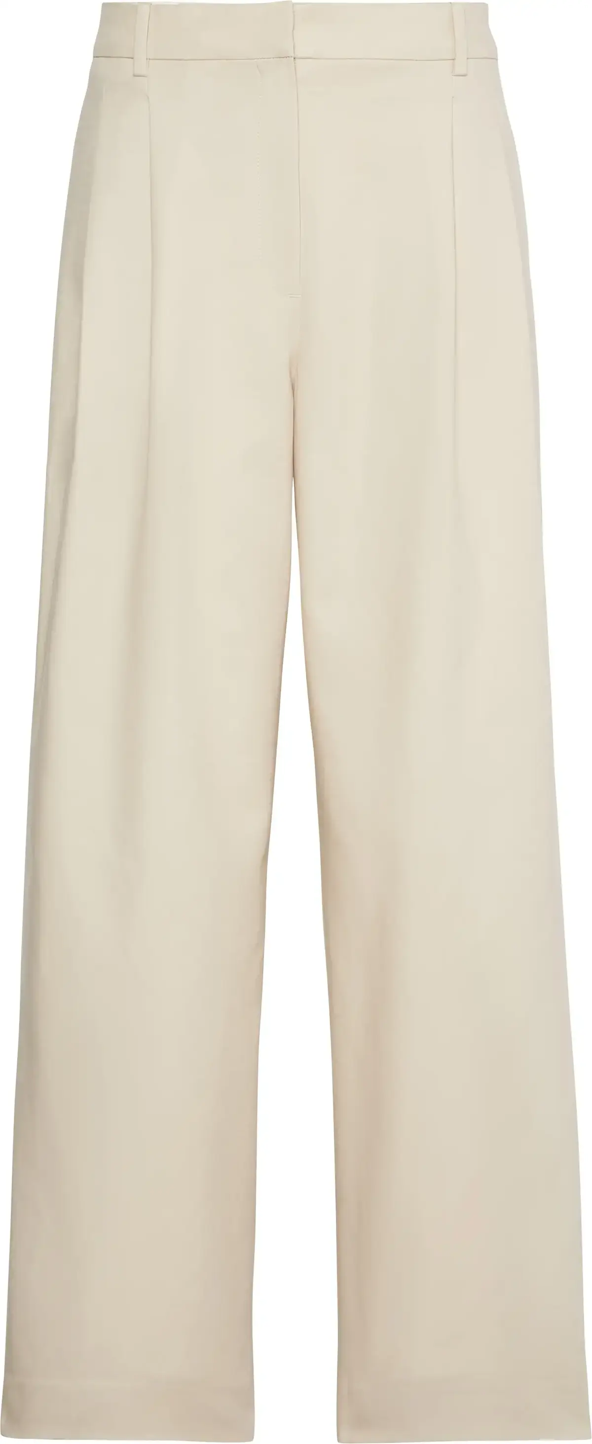 Calvin Klein STRETCH CHINO W/ PLEAT - WIDE LE Kadın Krem Kumaş Pantolon