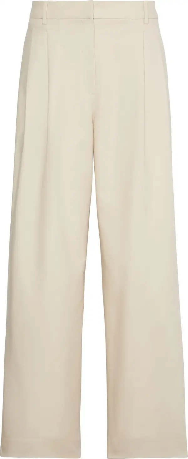Calvin Klein STRETCH CHINO W/ PLEAT - WIDE LE Kadın Krem Kumaş Pantolon