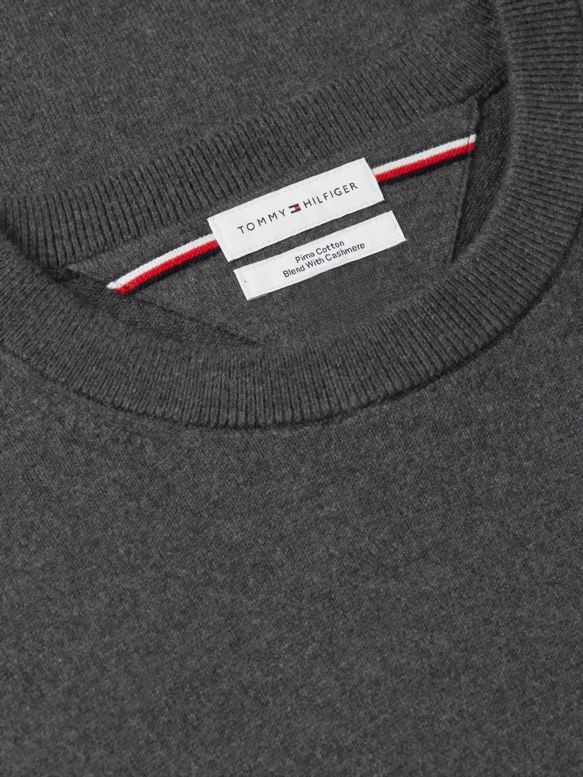 Tommy Hilfiger PIMA ORG CTN CASHMER, P92 Gri Erkek Kazak