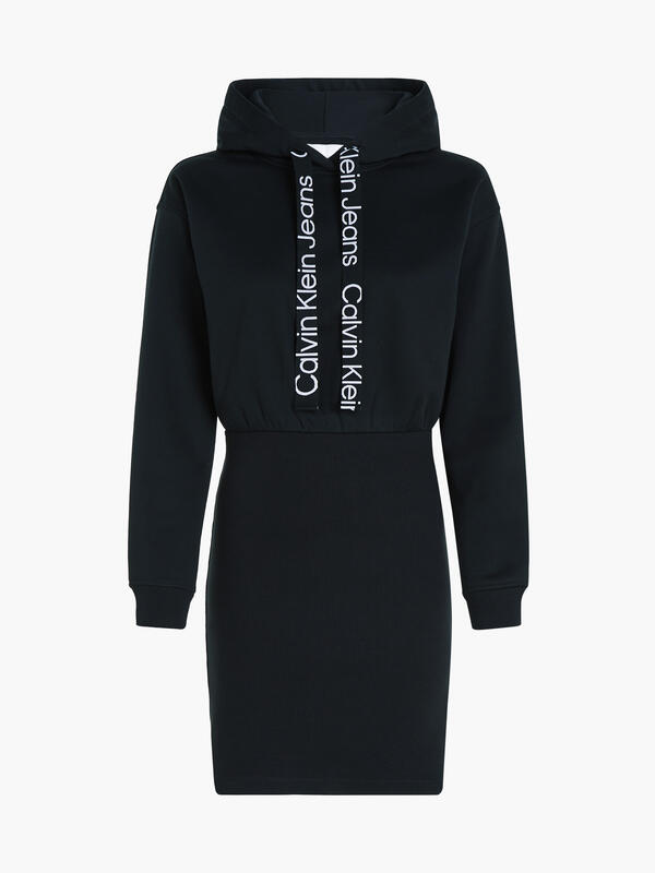 Calvin Klein LOGO ELASTIC HOODIE Kadın Siyah Elbise