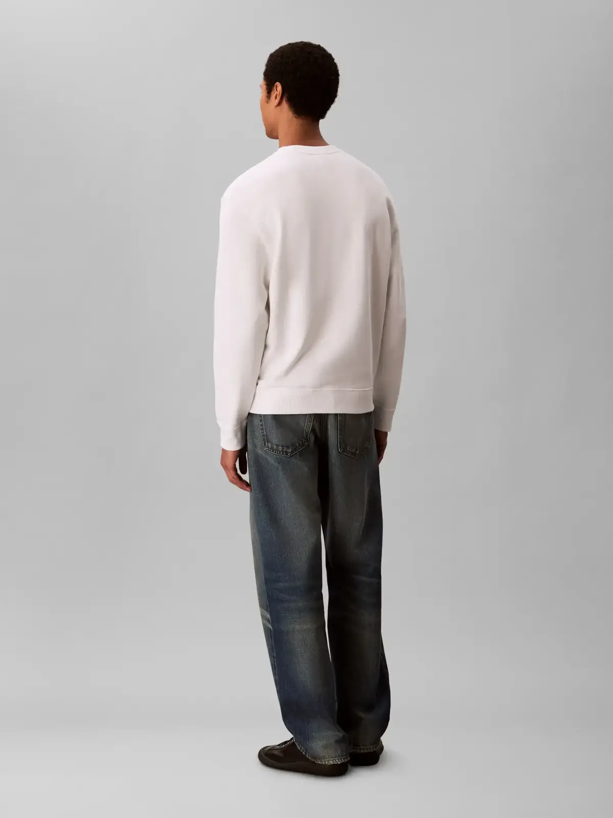 Calvin Klein LS EU 350 TERRY Beyaz Erkek Sweatshirt