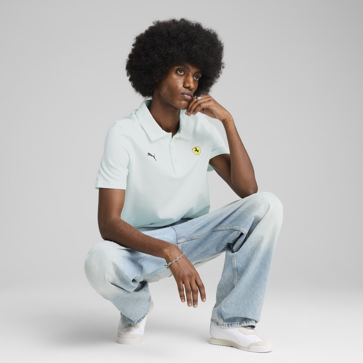 Puma Ferrari Race 2 Tone Polo Mavi Erkek T-Shirt