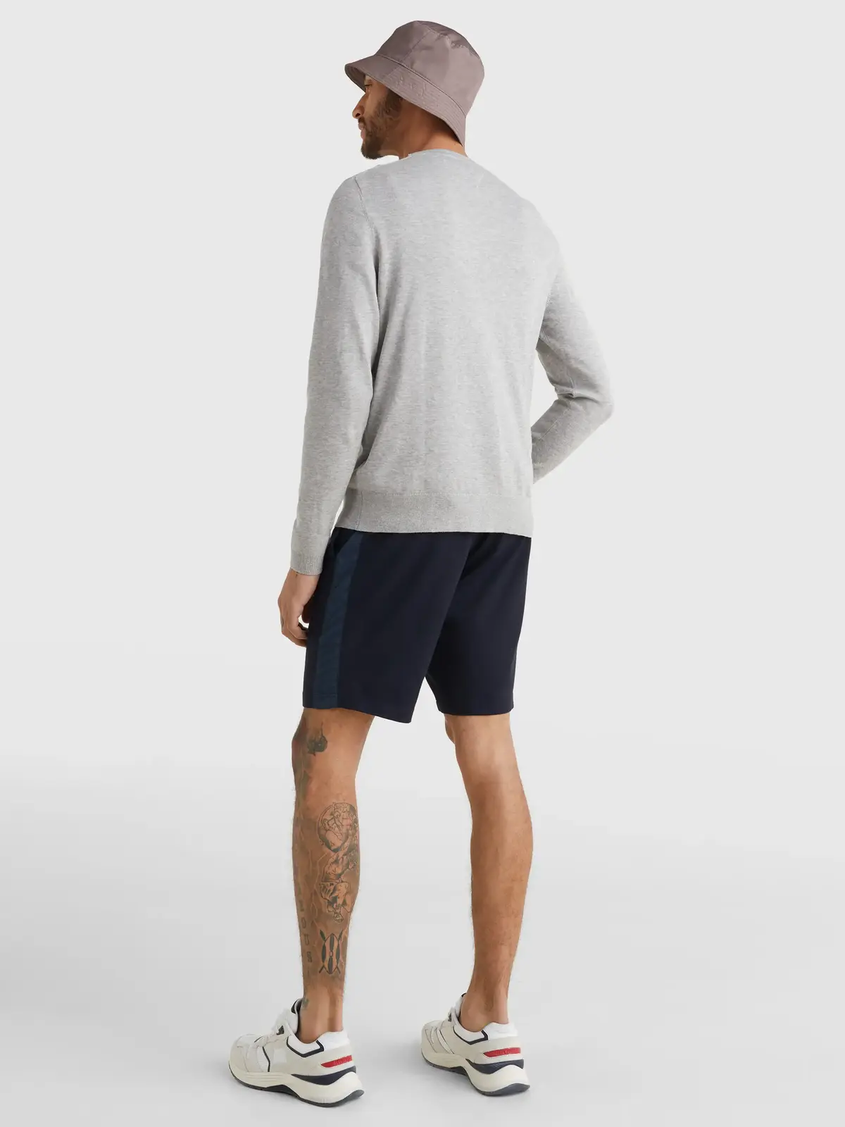 Tommy Hilfiger CORE COTTON-SILK CNE Erkek Gri Kazak