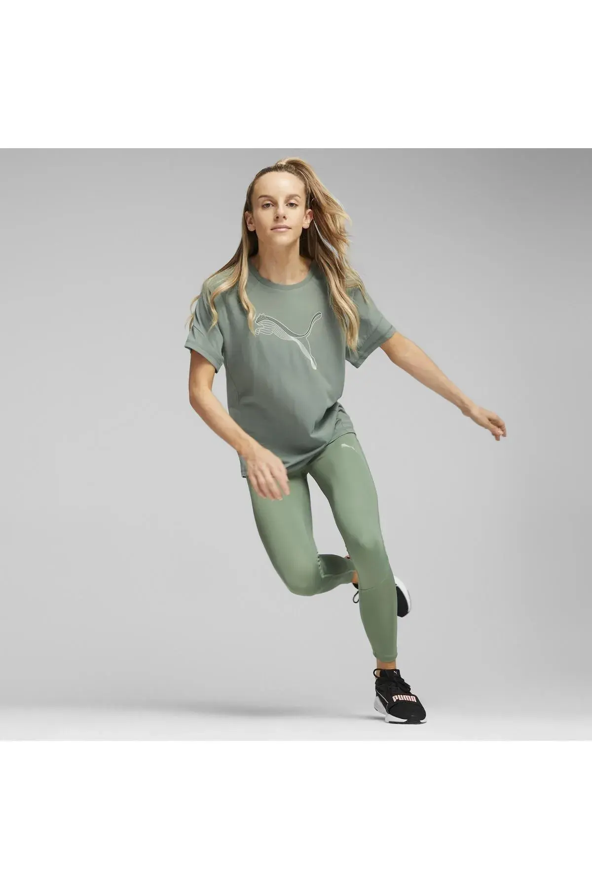Puma EVOSTRIPE Tee Yeşil Kadın T-Shirt
